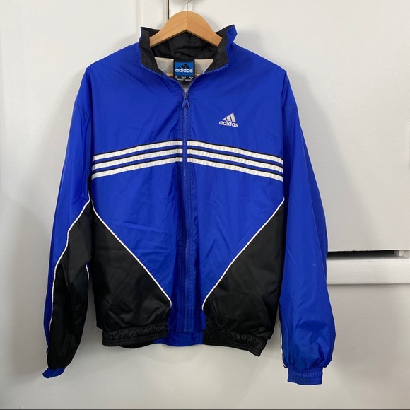 adidas blue and black windbreaker